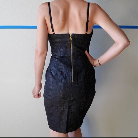 JAYGODFREY mini dress 8 reptile alligator black textured sexy dark romantic - Picture 2 of 9